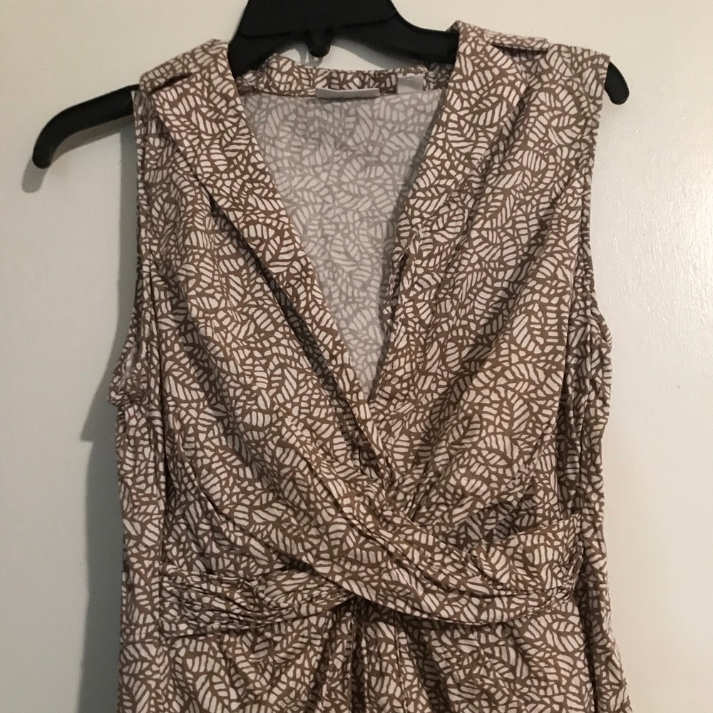 Brown white top